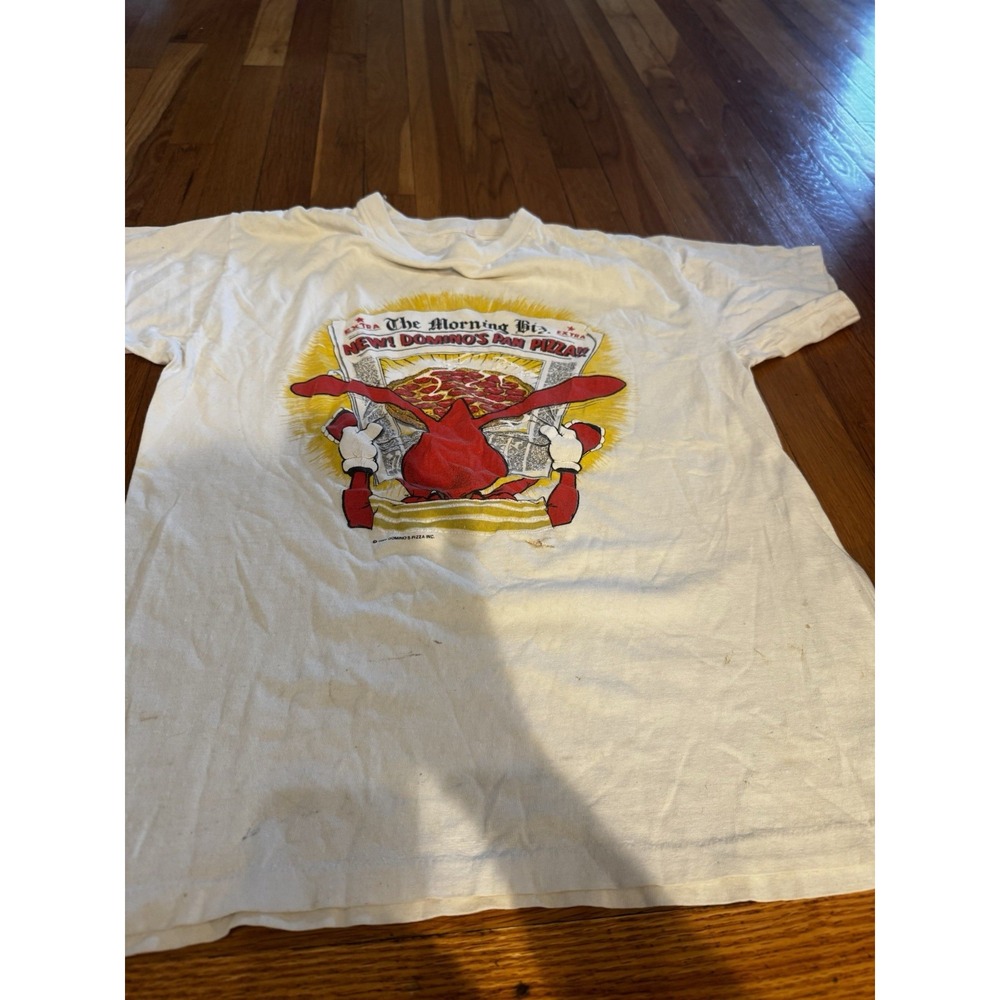 Vintage Dominos Morning Biz Dominos‎ Pan Pizza Noid Shirt 1989 adult S
